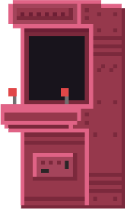Pixel art of an arcade game cabinet