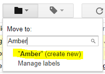 Screenshot of how to create a new label