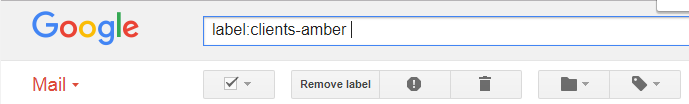 Gmail Searchbar containing a label search