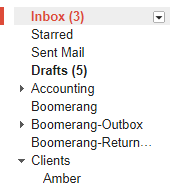 Screenshot of the gmail sidebar, where you can find your labels